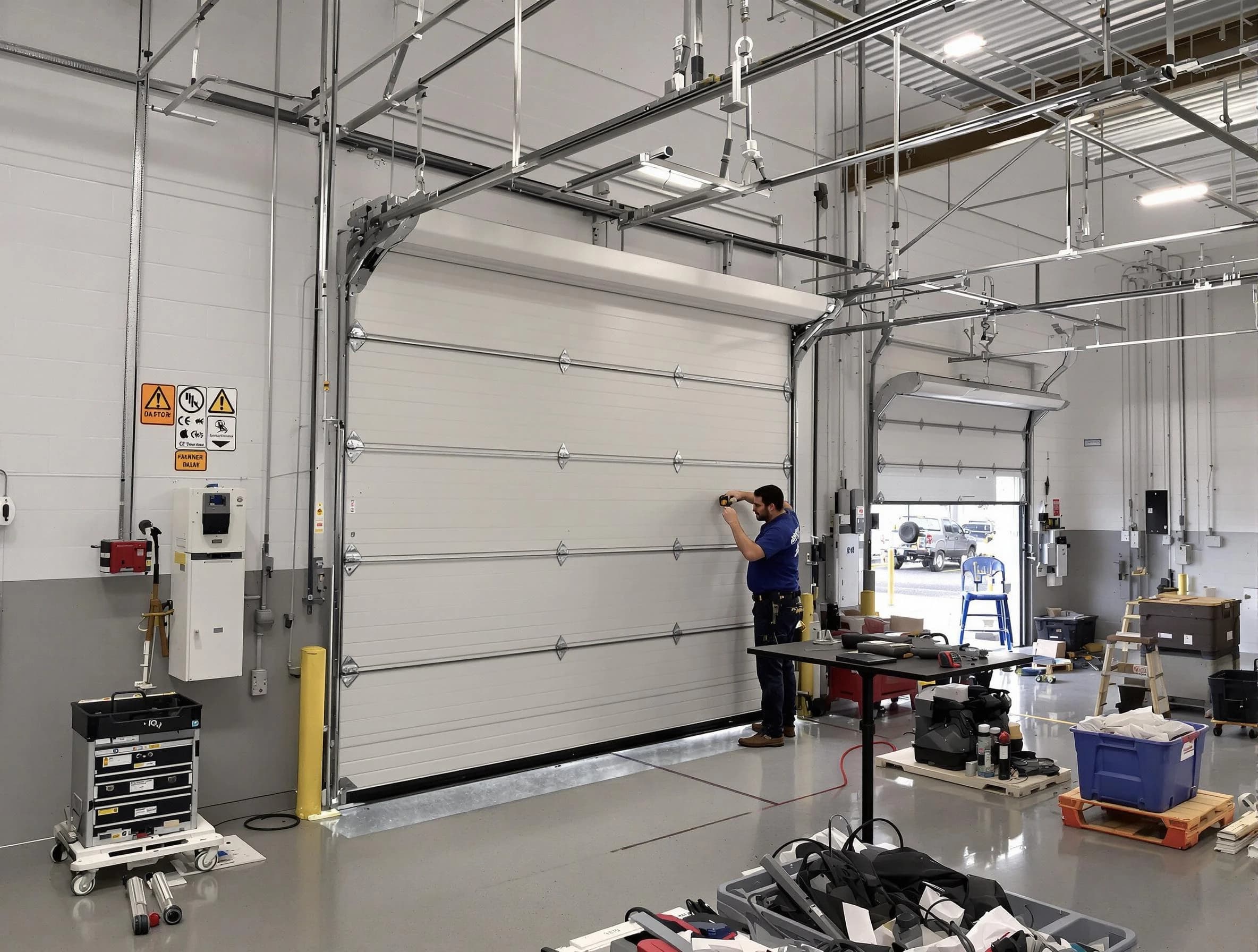 Commercial garage door repair being performed by Acworth Garage Door Repair expert in Acworth