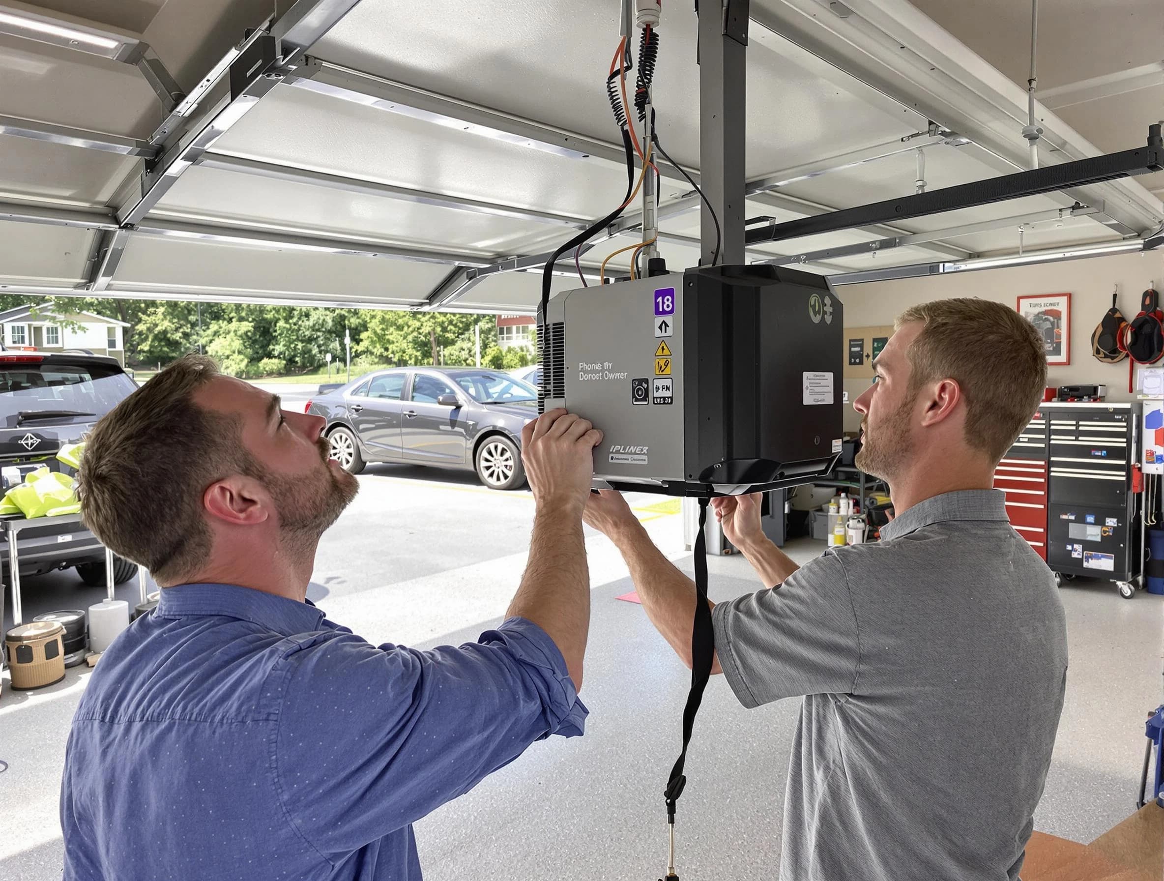Acworth Garage Door Repair technician installing garage door opener in Acworth