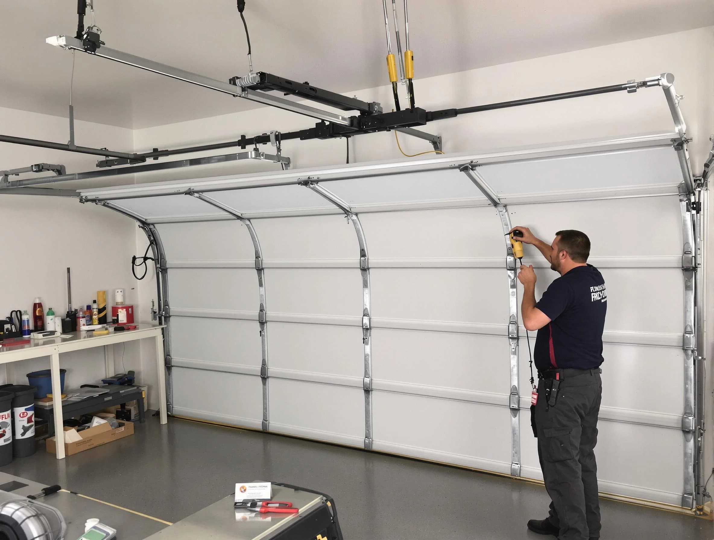 Acworth Garage Door Repair certified technician performing overhead door system repair in Acworth