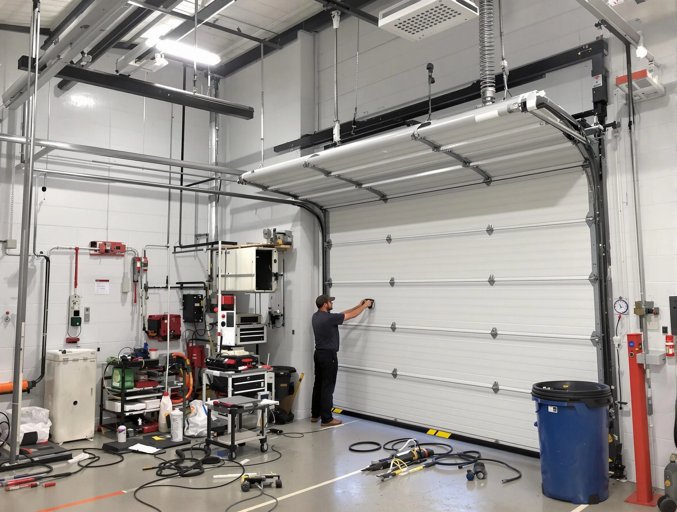 Acworth Garage Door Repair certified technician performing commercial door repair at a Acworth business facility