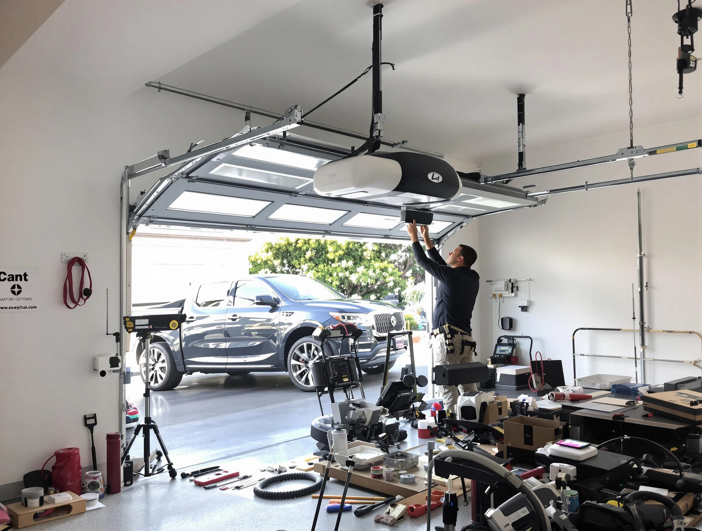 Acworth Garage Door Repair specialist installing smart garage door opener system in Acworth home