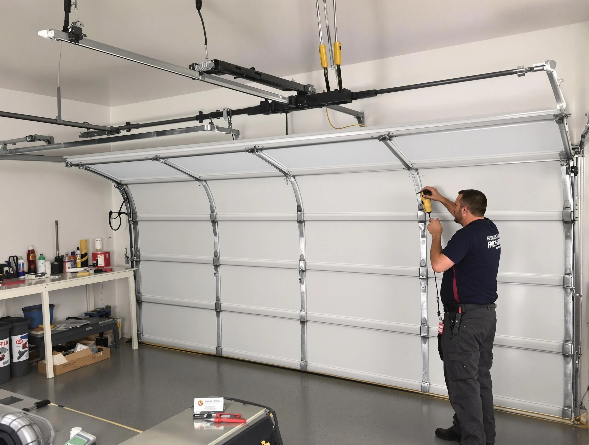 Acworth Garage Door Repair certified technician performing overhead door system repair in Acworth